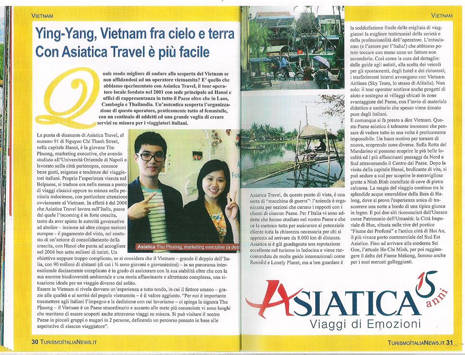 Asiatica Travel sul Turismo Italia News