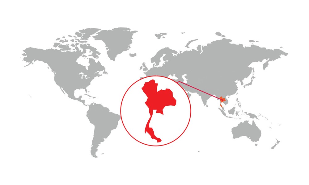 Thailandia in mappa mondiale