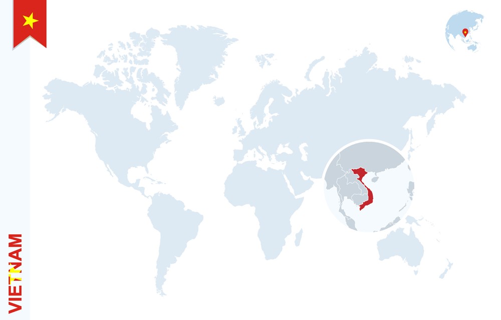 Vietnam in mappa mondiale